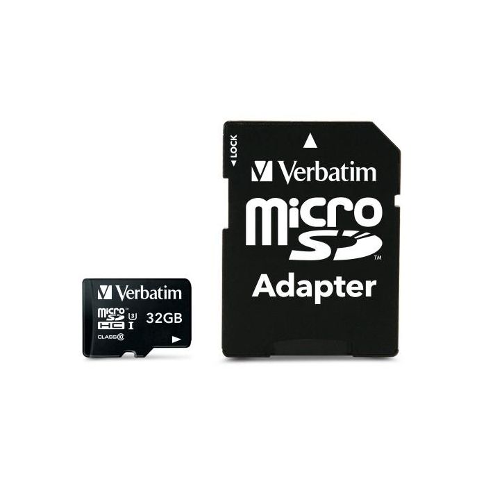 Verbatim Pro MicroSDHC 32GB 90MB/s con Adaptador SD Clase 10 UHS 0 Verbatim Pro MicroSDHC 32GB 90MB/s con Adaptador SD Clase 10 UHS 0