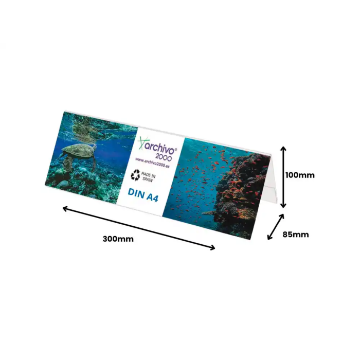 Archivo 2000 Identificador Sobremesa 85x300x100 mm PET Flexible Visibilidad Doble Cara DIN A4 Transparente 3