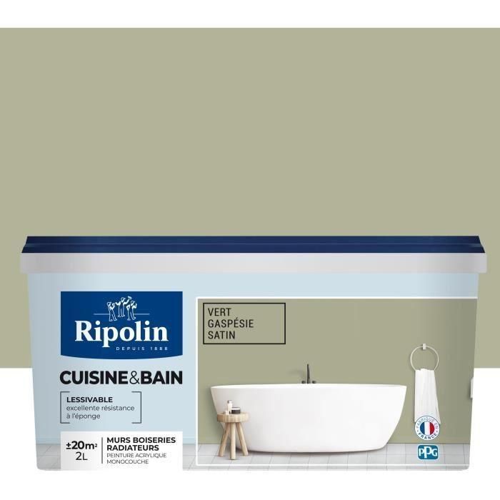 Pintura para cocinas y baños - Verde gaspésie satinado - RIPOLIN - 2 L