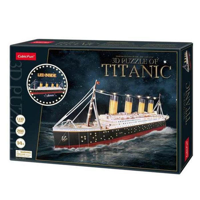 World Brands Puzzle de construcción Titanic con luz LED integrada, 266 piezas, 88 cm de ancho, para edades 14+ World Brands Puzzle de construcción Titanic con luz LED integrada, 266 piezas, 88 cm de ancho, para edades 14+