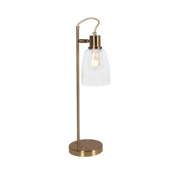 SKD-T1018 Lámpara de Mesa Najafabad de Metal y Cristal Dorado, Tulipa Transparente, Estilo Moderno Clásico Vintage, Bombilla E27 6 SKD-T1018 Lámpara de Mesa Najafabad de Metal y Cristal Dorado, Tulipa Transparente, Estilo Moderno Clásico Vintage, Bombilla E27 6