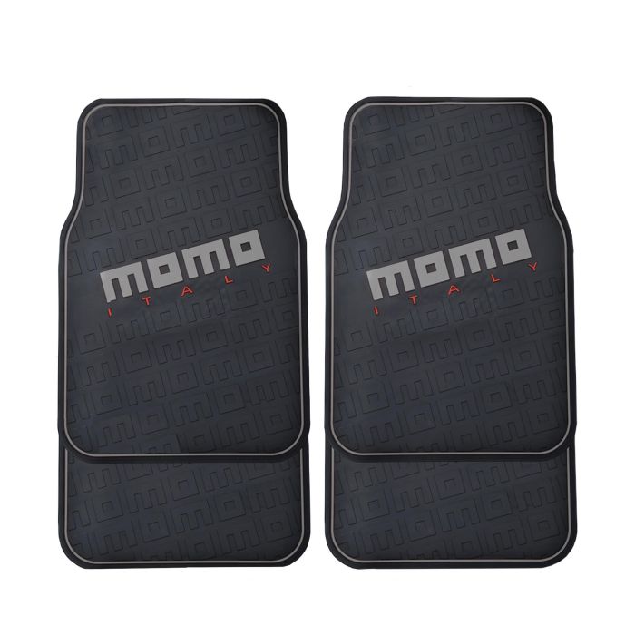 Momo MOMLCM009BG Set 4 Alfombrillas Coche Universales de Goma Negro Gris Antideslizantes Reforzadas Resistentes al Desgaste