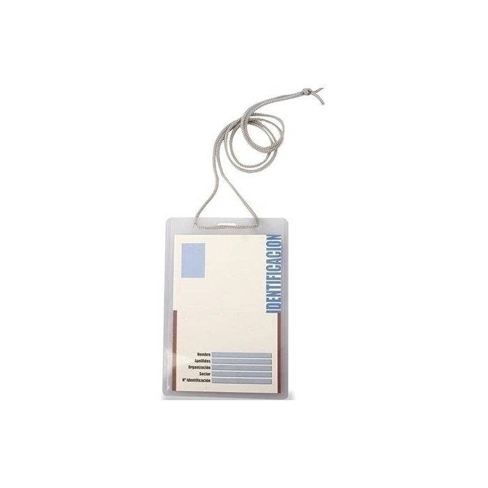 Funda Distintivo Iberplas Pvc 200Μ Pl.Nj.Con Cordon Ajustable 90X132Mm Paquete De 50