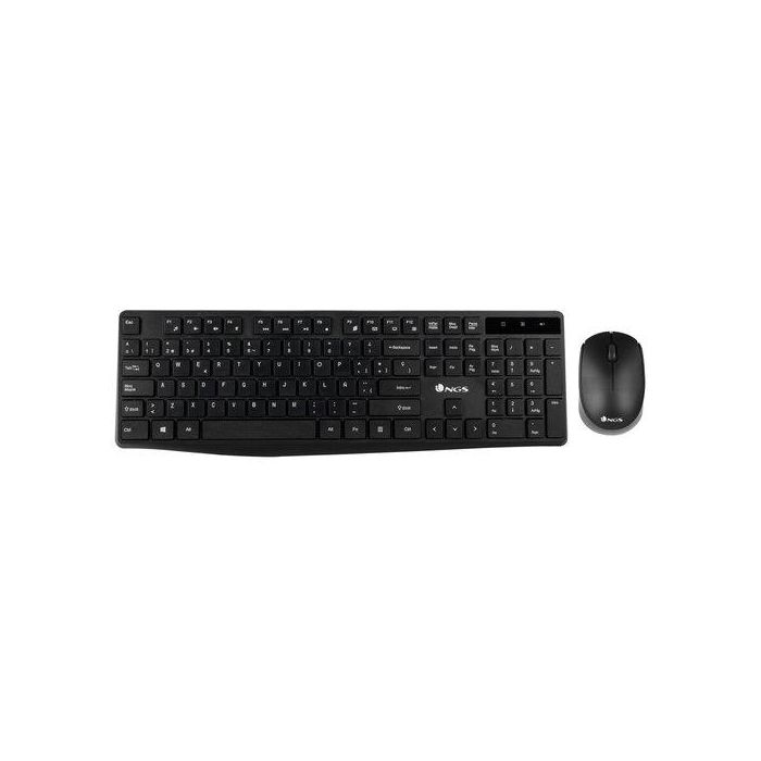 NGS Kit Teclado y Ratón Inalámbrico 2.4 GHz con Teclado Numérico, Ratón Óptico 1200 DPI, Teclas Bajo Perfil Silenciosas, Resistente a Derrames