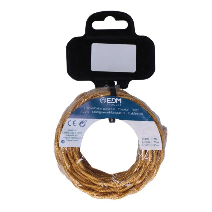 Carrete cable textil trenzado h03vv-f 2 x 0,75 mm² oro, 5 m 2