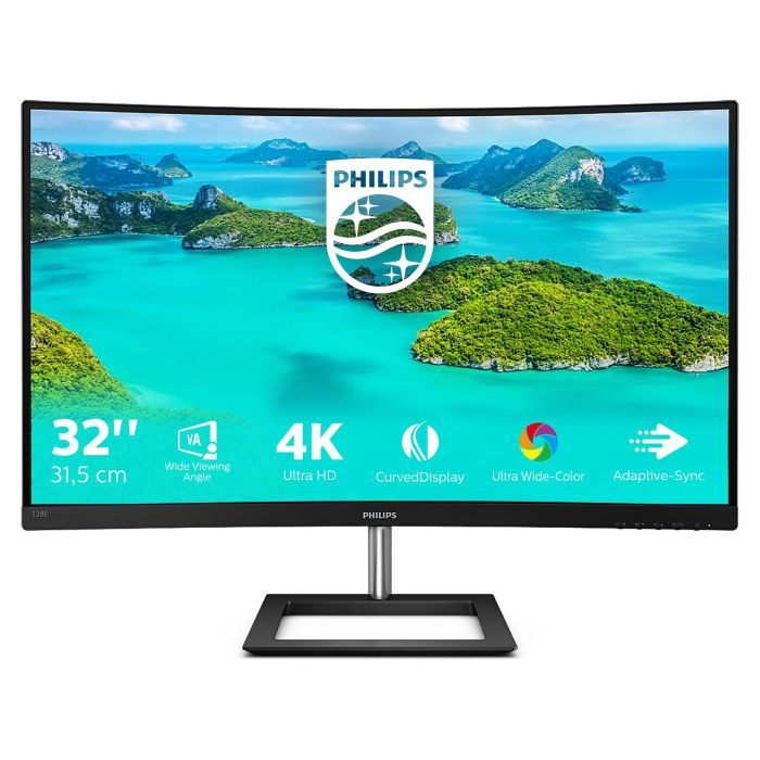 Philips Monitor Curvo 328E1CA de 31.5 Pulgadas 4K UHD VA 1500R 2xHDMI DP Negro 1
