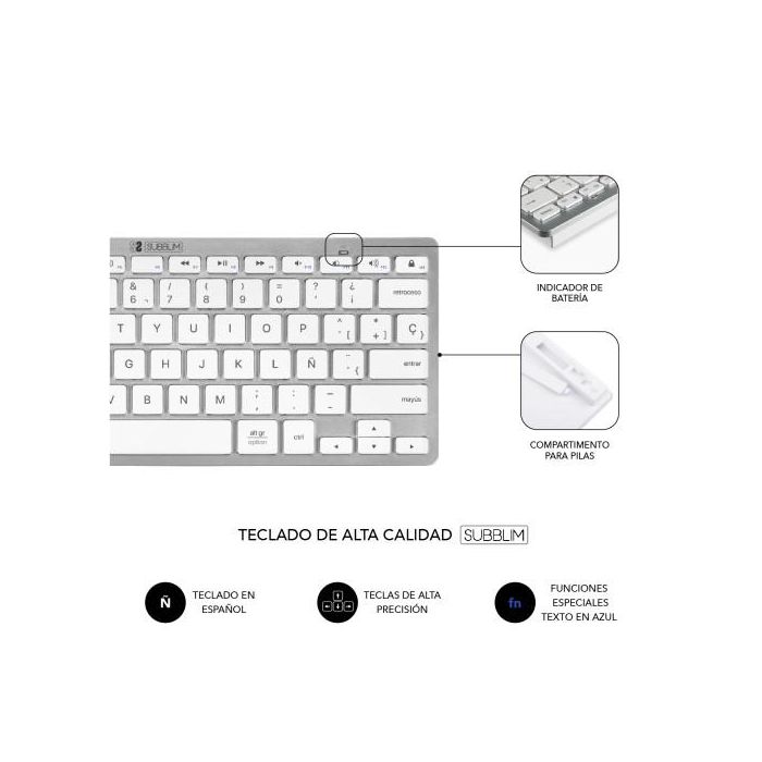 SUBBLIM Combo Multidispositivo Compacto Plateado/Blanco 4 SUBBLIM Combo Multidispositivo Compacto Plateado/Blanco 4
