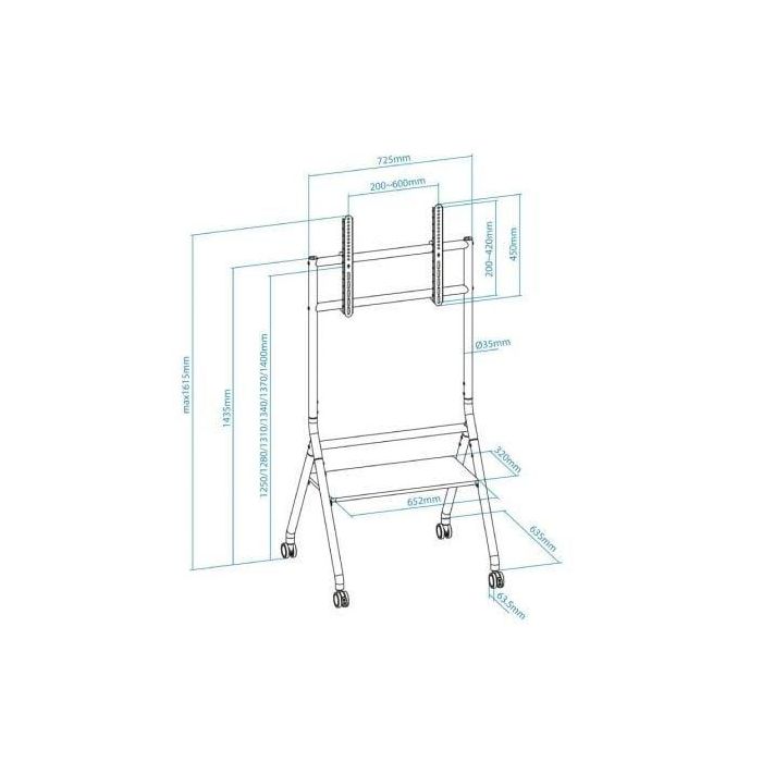 TooQ iDREAMS FS20206M-B Soporte de Suelo con Ruedas Nivelable para TV 37-86" hasta 80kg, VESA 200x200-600x400, Negro 3