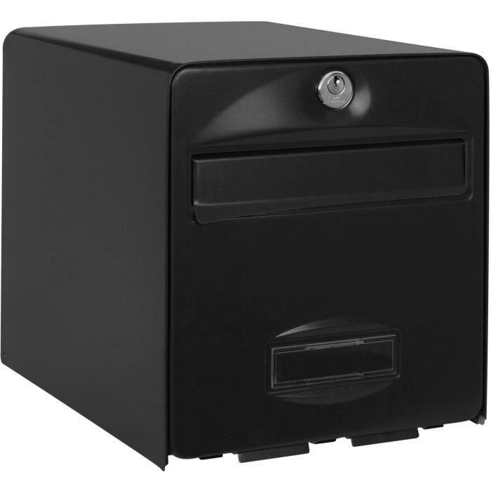 Burg Wachter Buzón Balthazar de acero galvanizado prelacado, 1 puerta, Negro, resistente a corrosión y con poste antirrobo 1