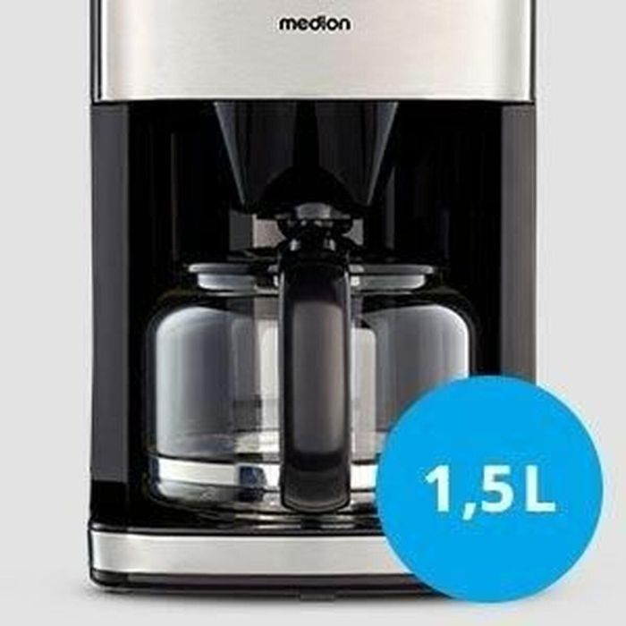 Cafetera Digital de Filtro con Molinillo - MEDION - 1000W - 1.5L - Plata 3