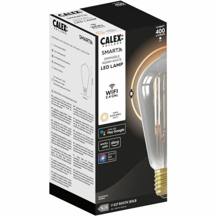 Bombilla LED E27 - CALEX - SMART ST64 - Filamento recto - 7 W - 400 lm - 1800 K - Regulable - Ahumada 2