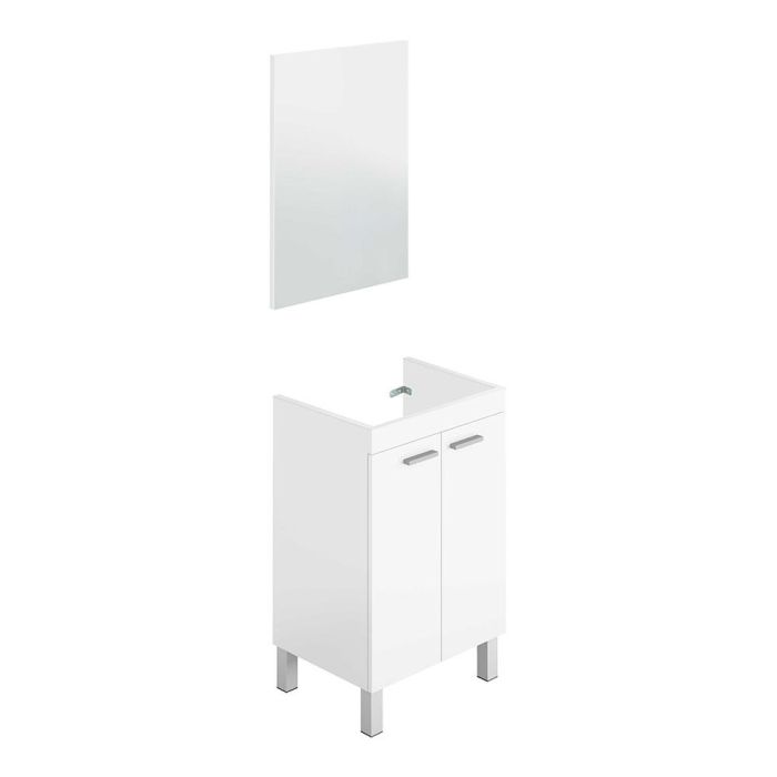 Forés/Arkit Mueble de baño con 2 puertas y espejo, 50 cm, blanco brillo Forés/Arkit Mueble de baño con 2 puertas y espejo, 50 cm, blanco brillo