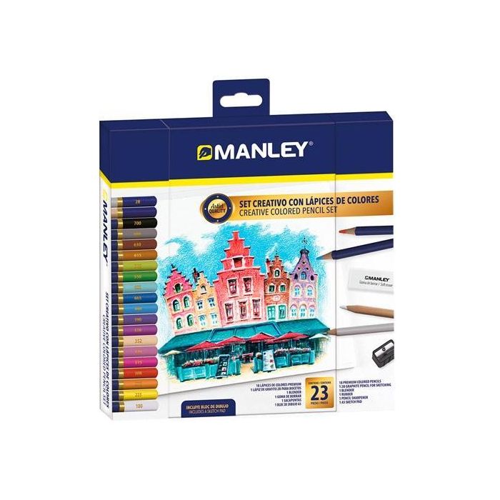 Manley Set Creativo Lápices De Colores 23 Piezas Surtido