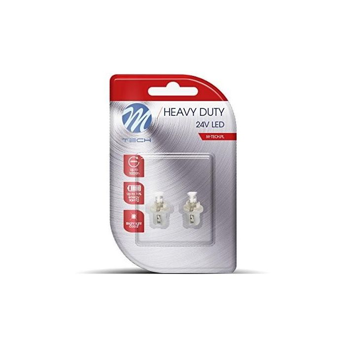 Blister 2X Led L904 W - B8.5D 24 V Cóncavo Blanco MTECLB904W Blister 2X Led L904 W - B8.5D 24 V Cóncavo Blanco MTECLB904W