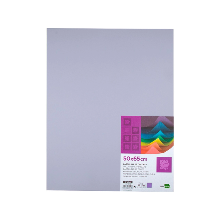 Liderpapel Cartulina 50x65 cm 180g/m2 Lila Paquete de 25 Hojas 1
