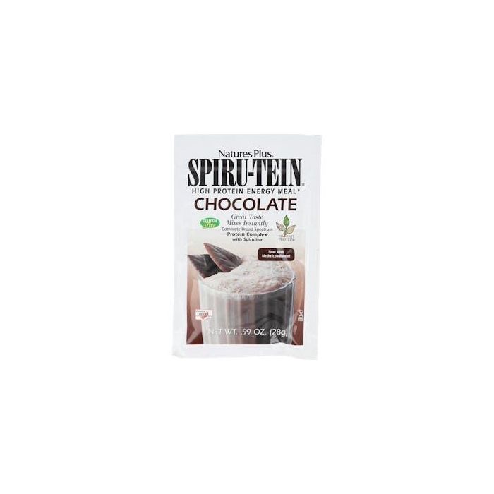 NATURES PLUS Spiru-Tein Batido Proteínas Vegetales con Espirulina Sabor Chocolate 8 Sobres x 28Gr