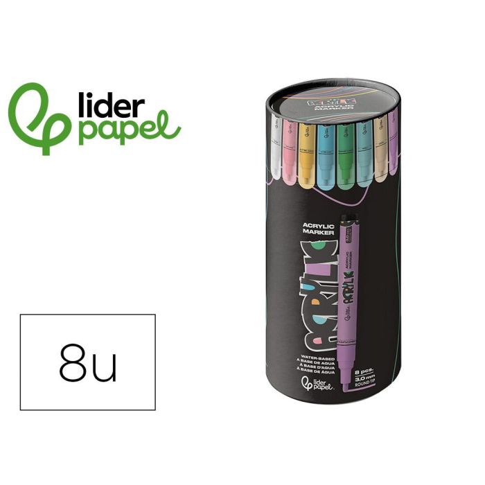 Rotulador Liderpapel Acrylic Base Agua Todo Tipo De Superficie Punta Redonda 3 mm Caja De 8 Unidades Colores Pastel Rotulador Liderpapel Acrylic Base Agua Todo Tipo De Superficie Punta Redonda 3 mm Caja De 8 Unidades Colores Pastel