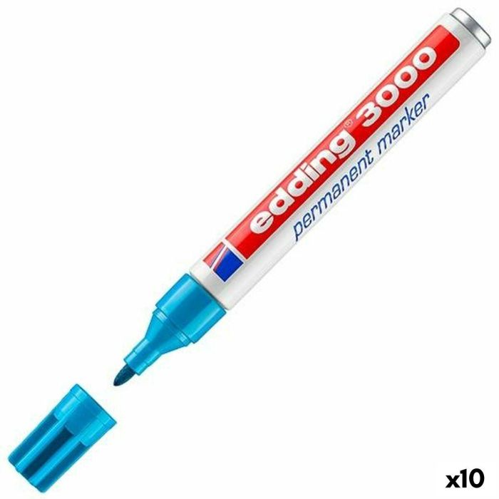 Rotulador permanente Edding 3000 Azul claro (10 Unidades) Rotulador permanente Edding 3000 Azul claro (10 Unidades)