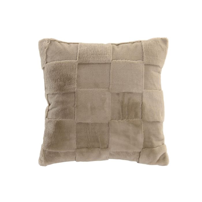 DKD Home Decor Cojín Decorativo Urban Beige de Poliéster 45x45 cm con Efecto Pelo de Conejo y Cremallera (Set de 2)