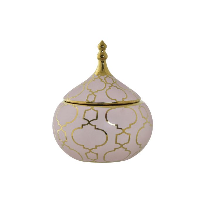 Joyero Oriental DKD Home Decor Rosa Dorado 14 x 17 x 14 cm