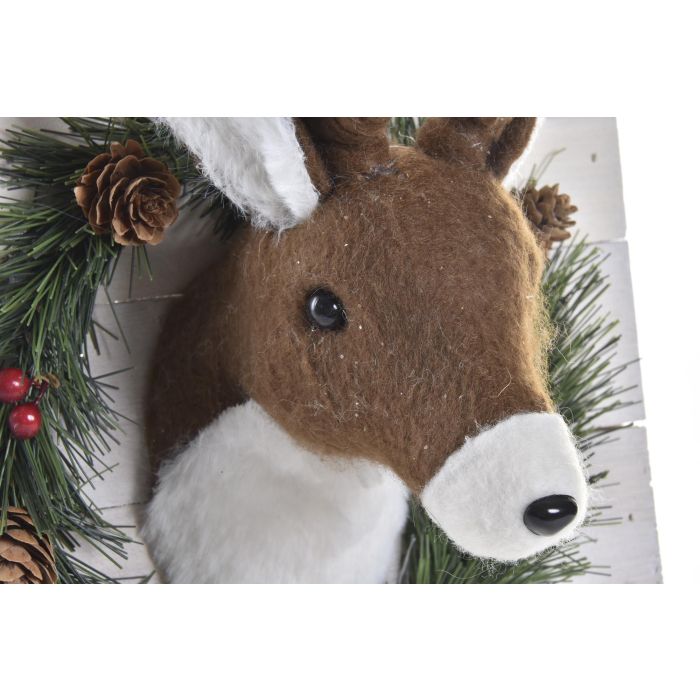 DKD Home Decor Decoracion Pared Navidad Alpina Marron Blanco 16x29x25cm Poliester Mdf 1