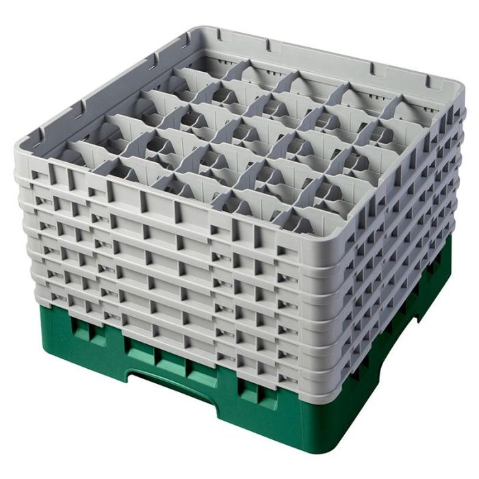 CAMBRO - 25S1114-119 - Cesta de lavado 25 comp. 6 alturas - 8,7 cm Ø máx. - alt. máx. 29,9 cm - 50 x 50 x 34,9 cm - Verde sherwood