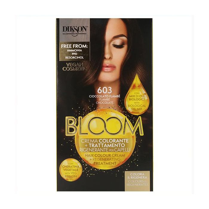 Dikson Bloom Crema Color 603 Chocolate Flanbe - Coloración y Tratamiento Regenerador para Cabello