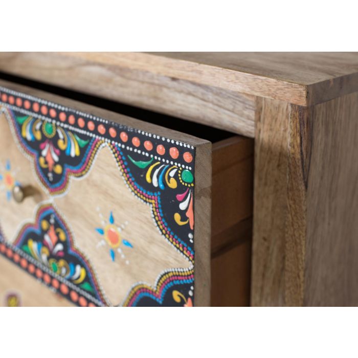 Giner y Colomer Cómoda de Madera Maciza de Mango con Detalles Pintados a Mano 4