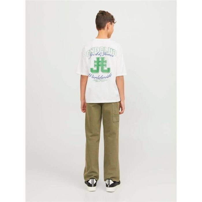 Camiseta de Manga Corta Infantil Jack & Jones Jorcole Back Print Blanco Verde 3