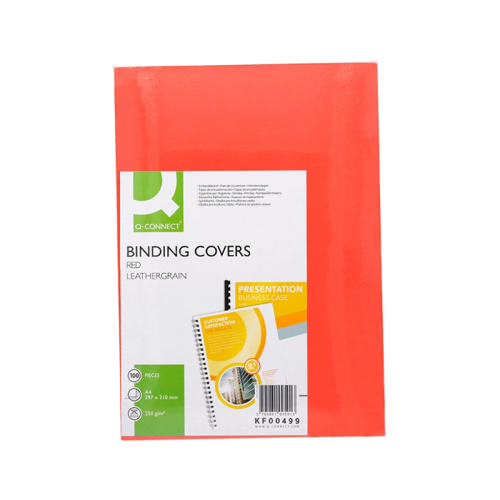 Q-connect Tapa Encuadernacion Carton Simil Piel Roja DIN A4 250 gr Caja 100 Unidades 5