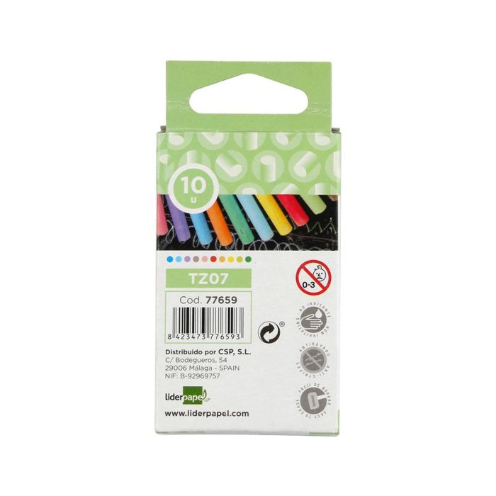 Tiza Color Antipolvo Liderpapel Caja De 10 Unidades Colores Surtidos 4