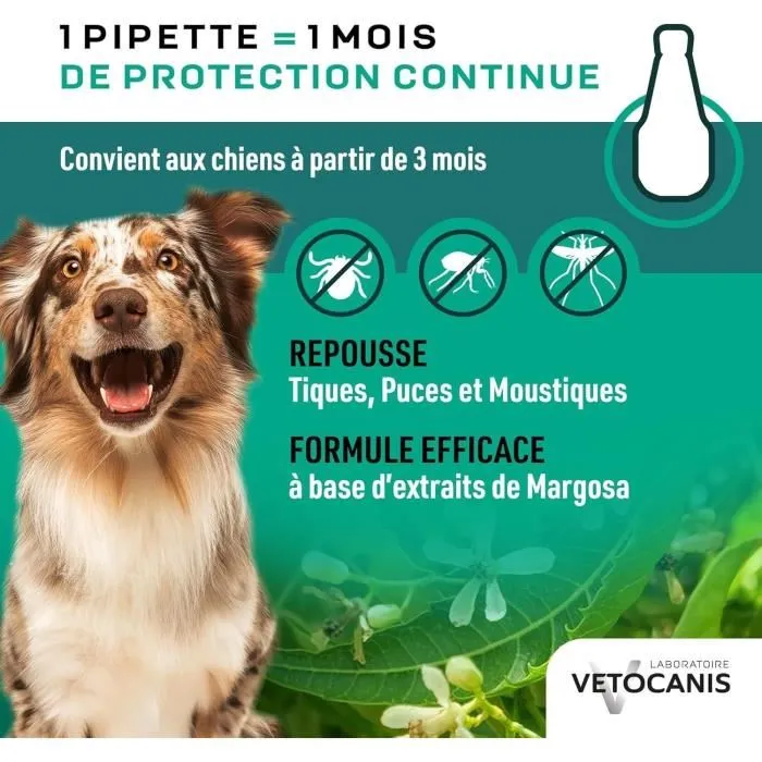 Vetocanis 2 Pipetas Antipulgas y Anti-garrapatas para Perros de 10-20 kg - 2x 1 Mes de Protección 1