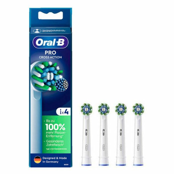 Oral-B Cabezales CrossAction Pro para Cepillo de Dientes Eléctrico, 4 Unidades, Blanco