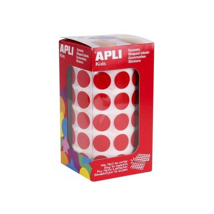 Apli Gomets circulares autoadhesivos 15 mm, rojos, rollo de 2832 unidades