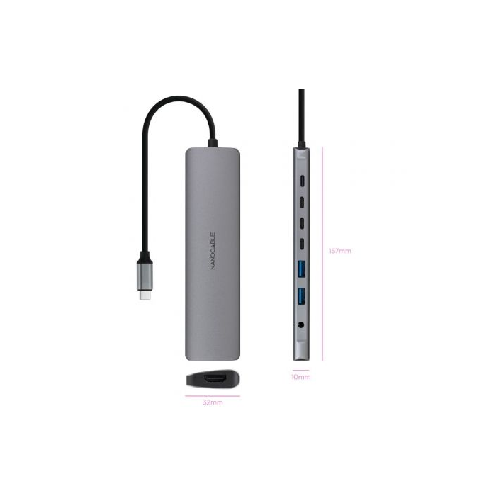 Docking Tipo-C Nanocable 10.16.4608/ 2xUSB/ 3xUSB Tipo-C/ 1xHDMI 4K/ 1xJack 3.5/ 1xUSB Tipo-C PD/ Gris 1 Docking Tipo-C Nanocable 10.16.4608/ 2xUSB/ 3xUSB Tipo-C/ 1xHDMI 4K/ 1xJack 3.5/ 1xUSB Tipo-C PD/ Gris 1