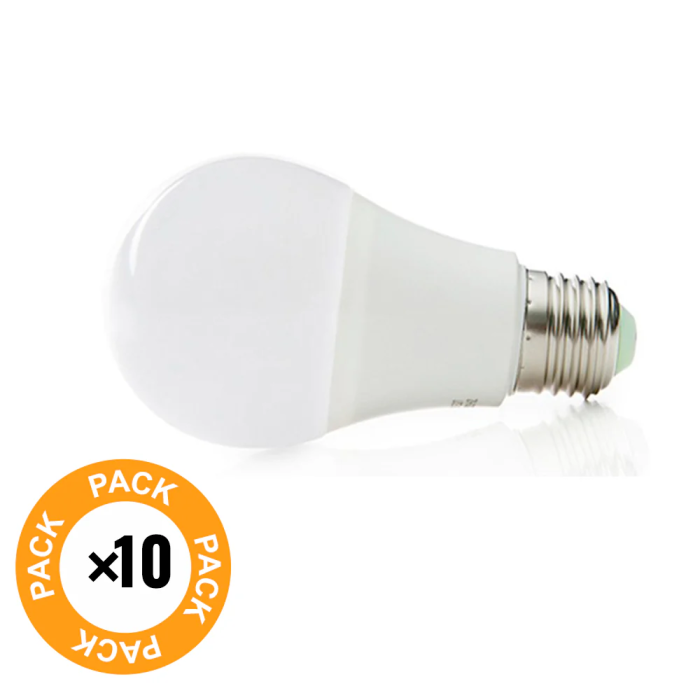 Pack 10 Lámparas LED Esférica Aluminio/PC E27 9W 810Lm 40.000H 1
