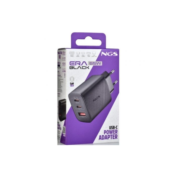 Cargador de Pared GaN NGS Era 65W/ 2xUSB Tipo-C/ 1xUSB/ 65W 4