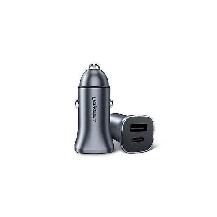 UGREEN USB-C PD+USB-A QC 24W Fast Car Charger Gray 0 UGREEN USB-C PD+USB-A QC 24W Fast Car Charger Gray 0