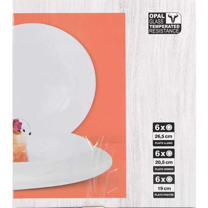 La Mediterranea Vajilla 18 Piezas Colección Temara Opal Rojo - Plato 26.5 cm, Plato 20.5 cm, Plato 19 cm (2 Unidades)