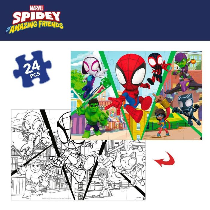 Puzzle Infantil Spidey Doble cara 50 x 35 cm 24 Piezas (12 Unidades) 5