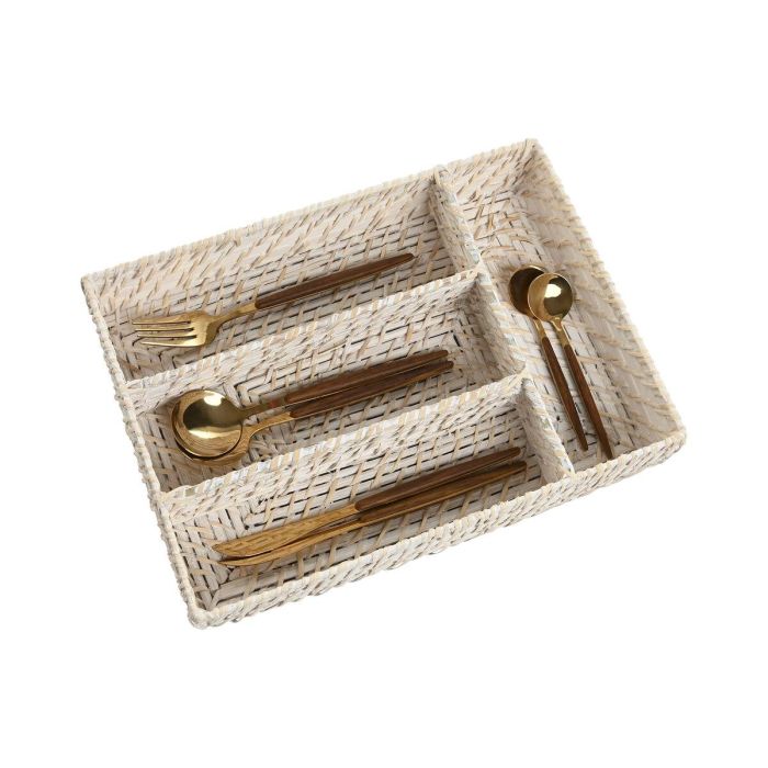 Cubertero Balines DKD Home Decor Blanco Natural 24 x 6 x 34 cm 1 Cubertero Balines DKD Home Decor Blanco Natural 24 x 6 x 34 cm 1