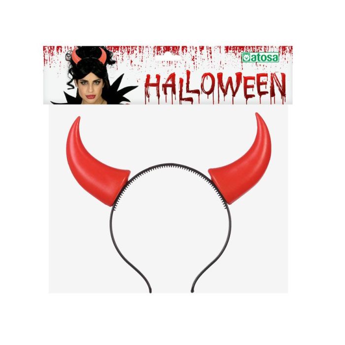 Diadema Cuernos Demonios Halloween Rojo para Disfraz Adulto 1