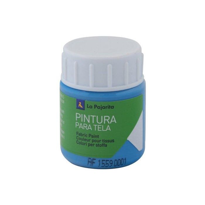 La Pajarita Pintura para Tela Azul Cyan 25 ml, para tejidos sintéticos y naturales, termofijable