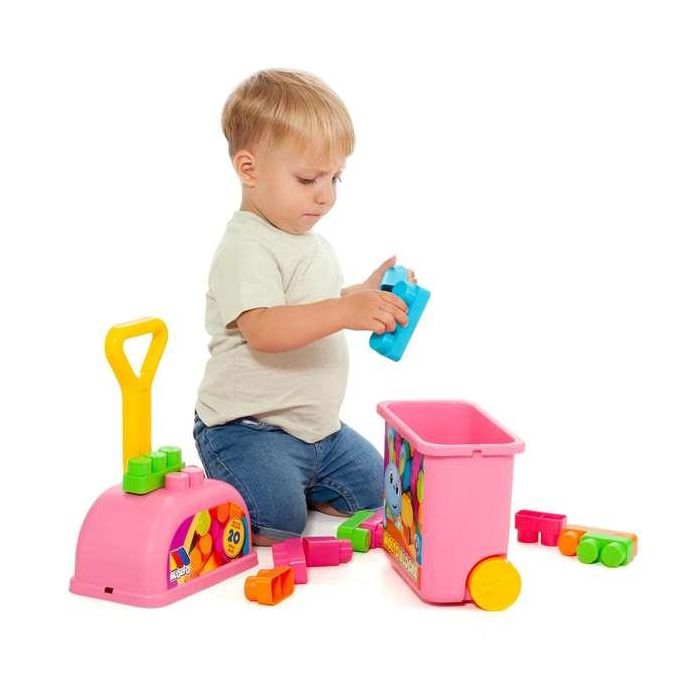 Carrito maleta trolley rosa con 20 bloques. 5 Carrito maleta trolley rosa con 20 bloques. 5