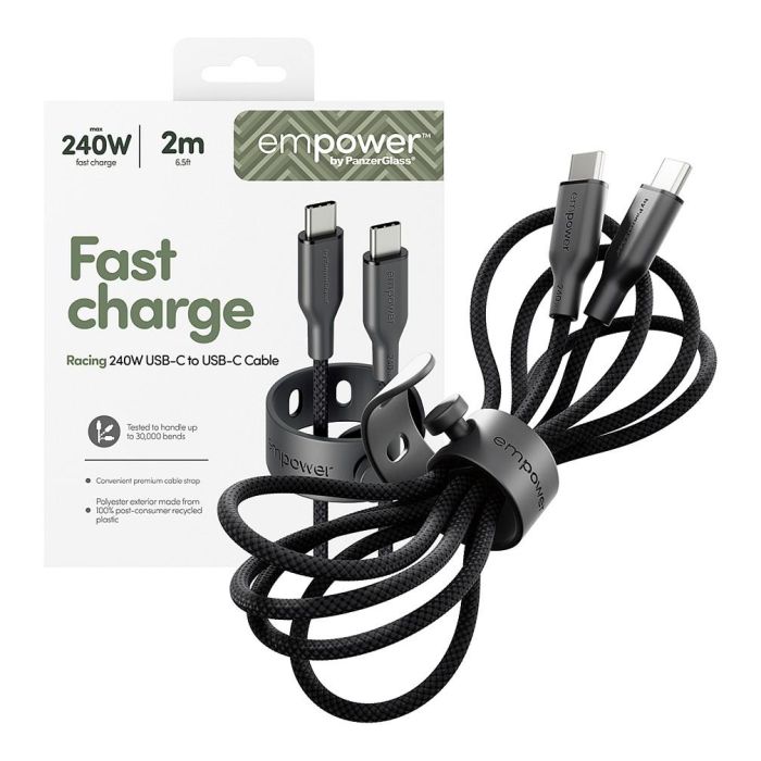 Racing Cable USB-C a USB-C 240W, 2 metros, USB 2.0, color Negro - Compatible con carga rápida y datos 4 Racing Cable USB-C a USB-C 240W, 2 metros, USB 2.0, color Negro - Compatible con carga rápida y datos 4