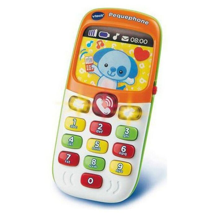 Vtech Teléfono Pequephone con Luces, Sonidos, 8 Melodías y 2 Canciones (Bilingüe) 14.8x10.6x7.5 cm
