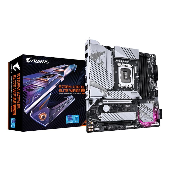 GIGABYTE B760M AORUS ELITE WIFI6E GEN5 Placa Base Intel LGA 1700 micro ATX DDR5 Wi-Fi 6E PCI Gen5 4