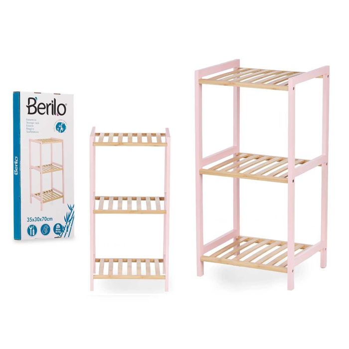 Estantería Cuadrada 3 Estantes Bambú Rosa Berilo 35x70x30 cm Estantería Cuadrada 3 Estantes Bambú Rosa Berilo 35x70x30 cm