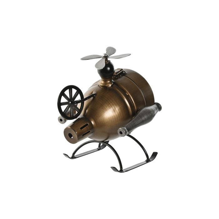 DKD Home Decor Reloj Sobremesa Loft Dorado Negro Metal Pvc Helicopter 2 Unidades 23 x 24 x 18 cm 2