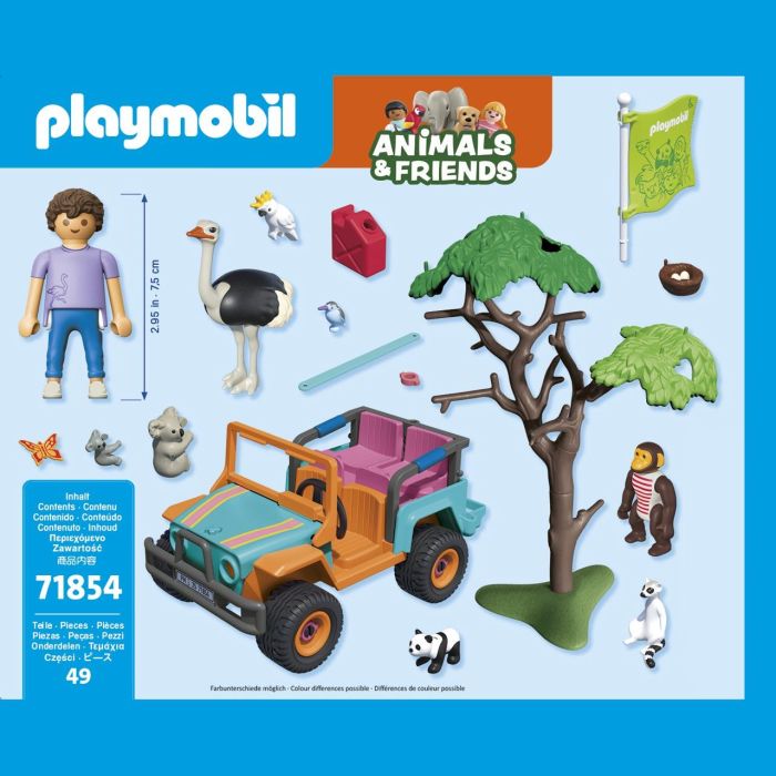PLAYMOBIL 71854 Todoterreno de Colores Animals y Friends con Bebé Panda, Mono y Koala para Aventuras en la Jungla +4 años 2